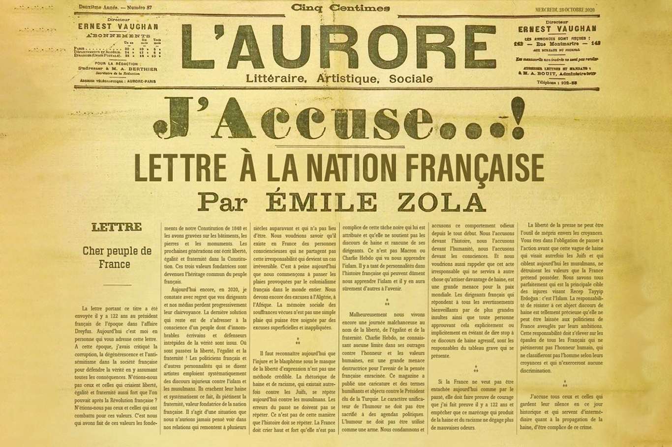 İletişim Başkanı Altun, Fransızlara Emile Zola’nın mektubunu hatırlattı